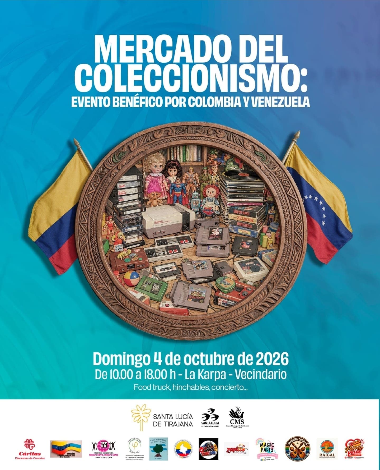 Mercado del Coleccionismo: charity event for Colombia and Venezuela, Sunday 4 October 2026 at La Karpa, Vecindario